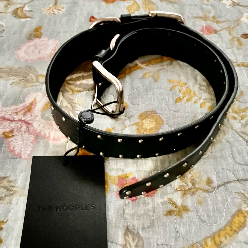 THE KOOPLES - HIGH-WAIST LEATHER BELT WITH BLACK DOUBLE BUCKLE - WITH TAG ON